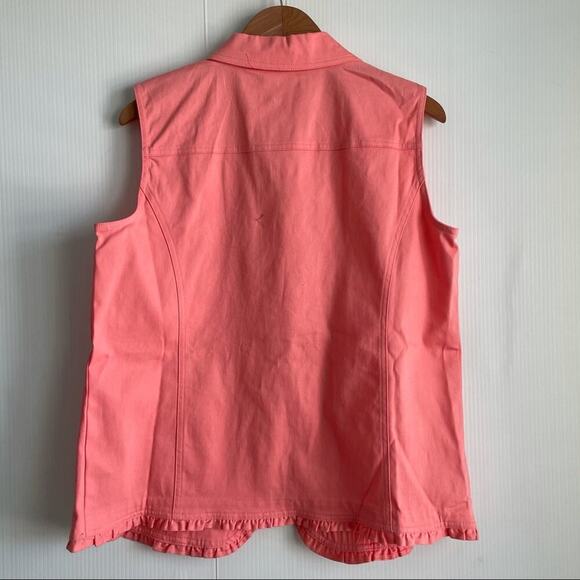 Quacker Factory by Jeanna Bice rhinestone vest coral sz Medium - Picture 6 of 8